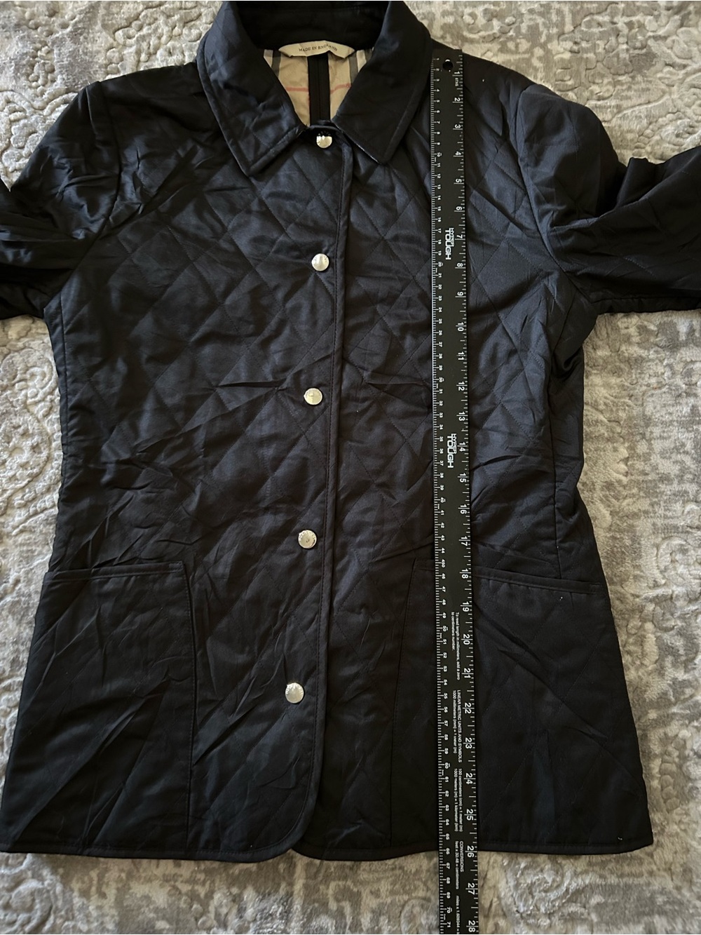 BURBERRY QUILTED NOVA CHECK JACKET SIZE XS BLACK - Picture 11 of 11